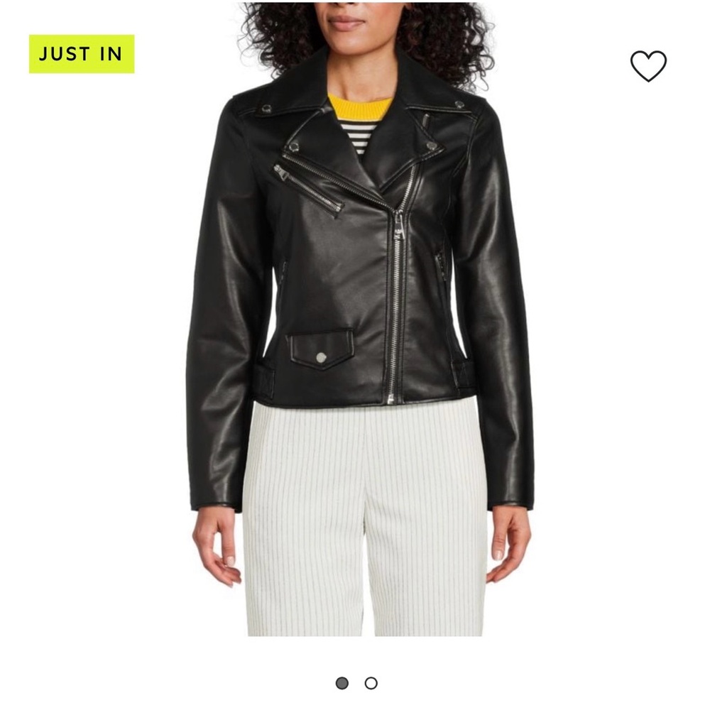 Karl Lagerfeld Black Vegan Leather Biker Jacket